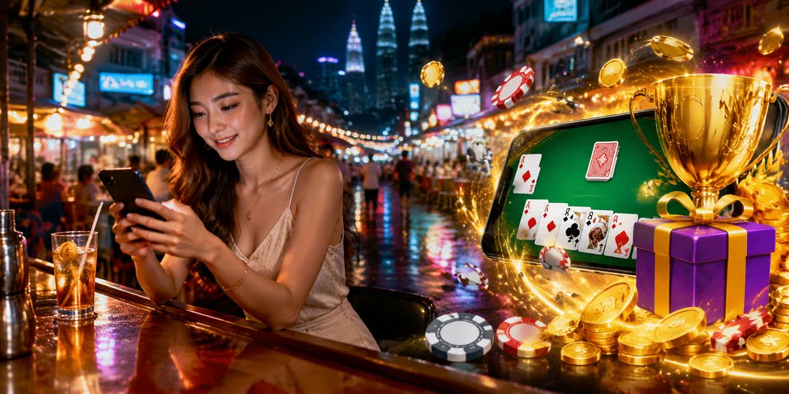 Suasana permainan meja kasino malam gaya Malaysia Kuala Lumpur